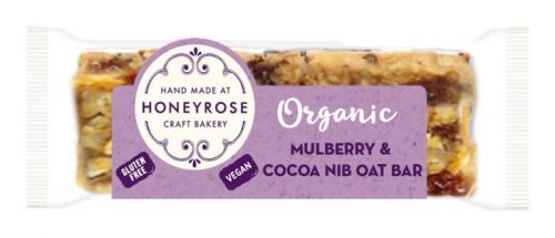 Mulberry & Cocoa Nib oat Bar gluten free and organic honeyrose bakery 55g