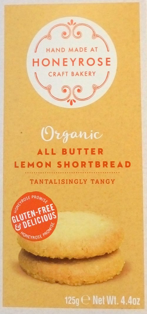 HONEYROSE All Butter Lemon Shortbread Organic & Glutenfree 125g